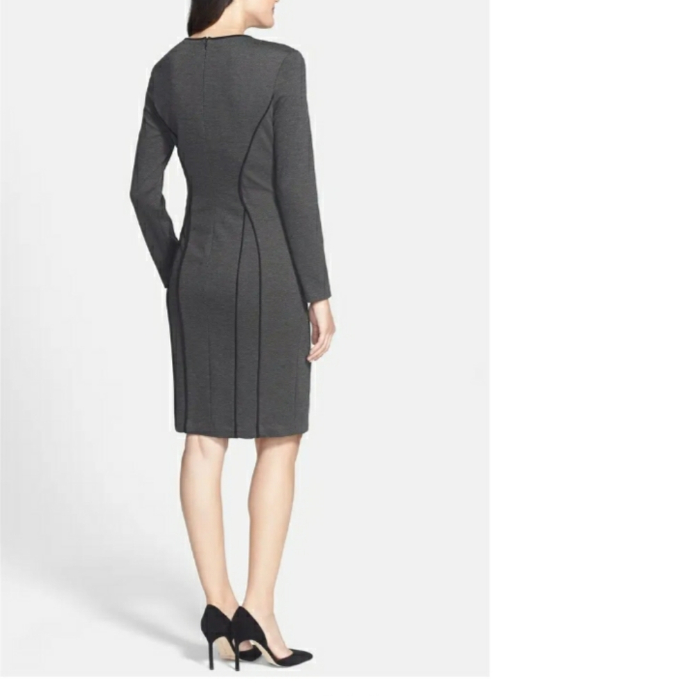 Long sleeve herringbone sheath dress